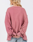 Light Gray SAGE + FIG Mineral Wash Side Slit Oversized Sweatshirt