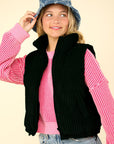 VERY J Zip Up Padded Corduroy Puffer Vest