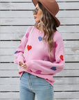 Angel Wings Heart Round Neck Long Sleeve Sweater