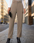 Dim Gray High Waist Straight Pants