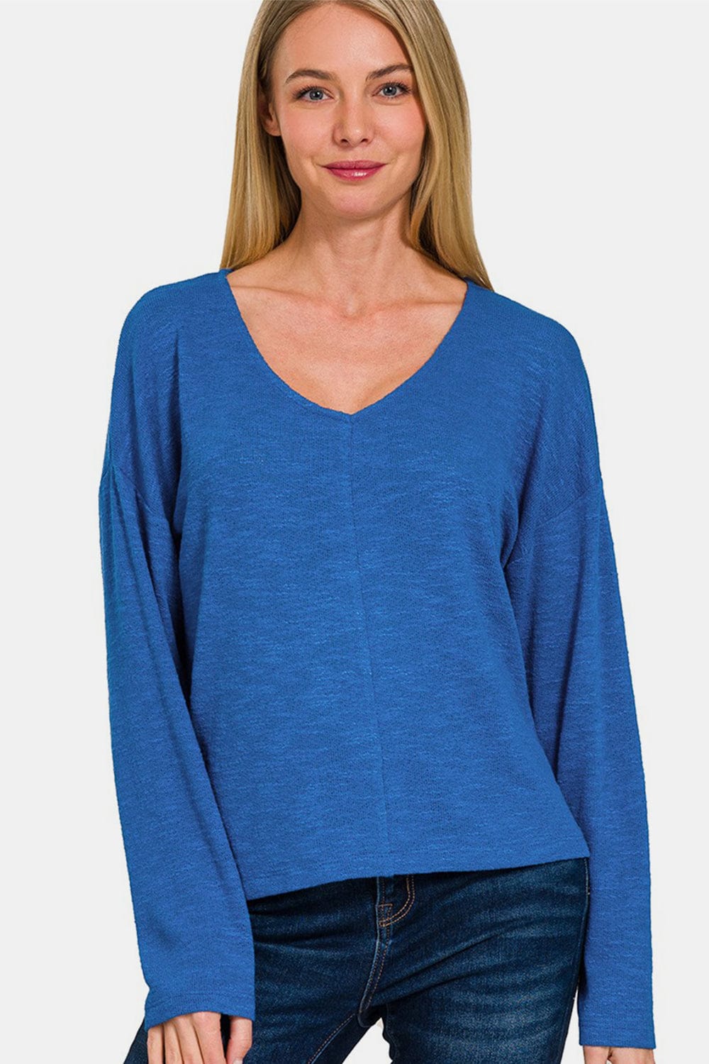 Misty Rose Zenana Dropped Shoulder Long Sleeve T-Shirt