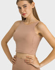 Beige Feel Like Skin Highly Stretchy Cropped Sports Tank