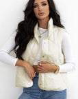 Snap Down Texture Vest Coat with Pockets