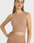 Rosy Brown Feel Like Skin Highly Stretchy Cropped Sports Tank Sentient Beauty Fashions Apaparel & Accessories