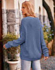 Waffle-Knit Long Sleeve Sweater