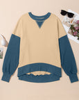 Contrast Round Neck Long Sleeve Sweatshirt