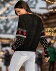 Perfee Christmas Element Round Neck Sweater