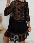 Gray Lace Detail Plunge Cover-Up Dress Sentient Beauty Fashions Apparel & Accessories