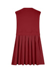 Brown Pleated Round Neck Sleeveless Mini Dress