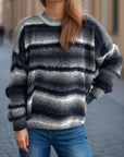 Gradient Round Neck Dropped Shoulder Sweater