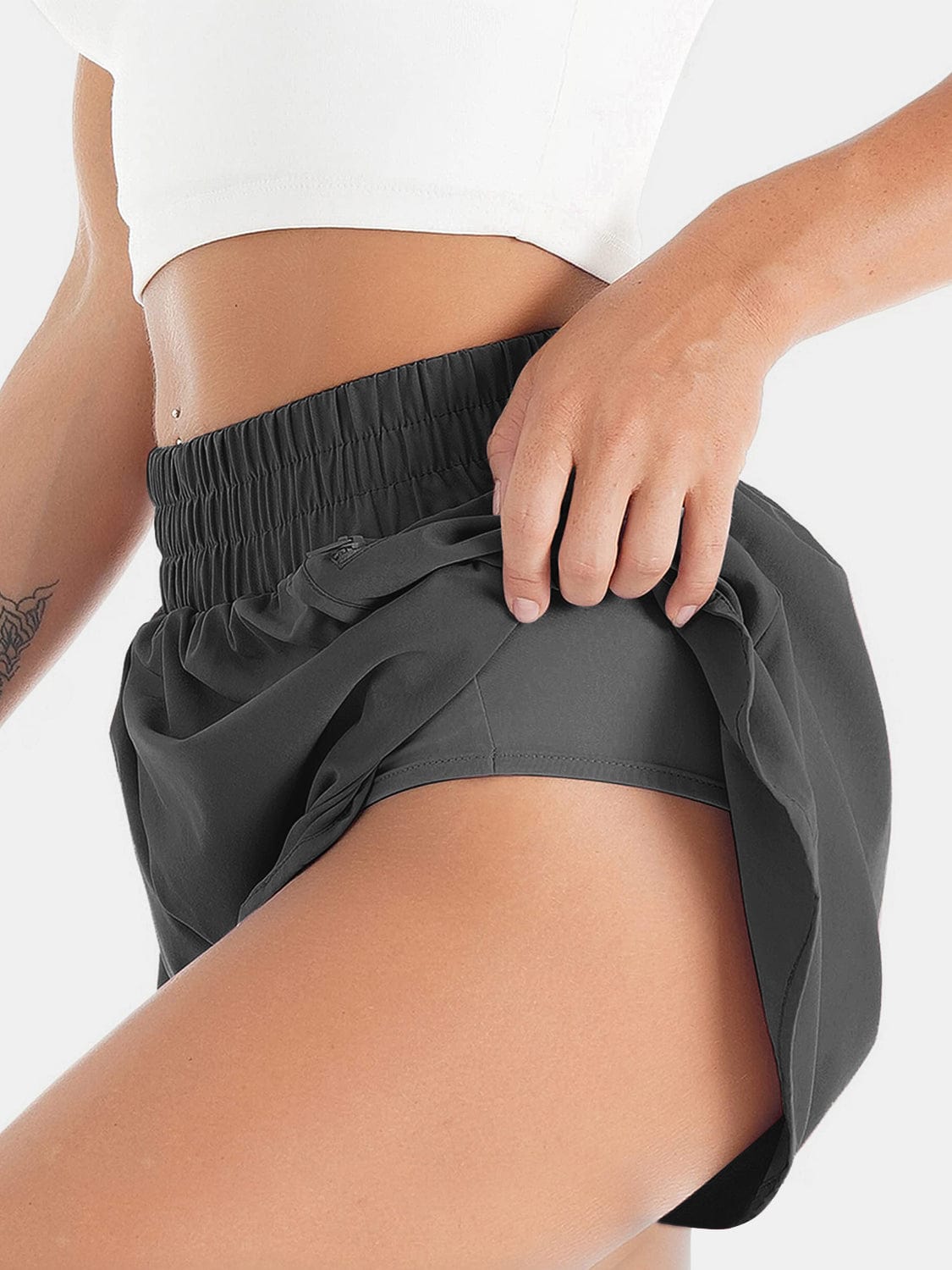 Dark Slate Gray Elastic Waist Active Shorts