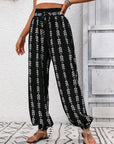 Black Tied Printed High Waist Pants