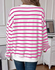 Lovelet Striped Round Neck Long Sleeve Sweatshirt