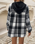 Devine Drawstring Plaid Long Sleeve Hoodie