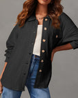 Textured Button Up Long Sleeve Shacket