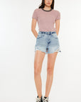 White Smoke Kancan Distressed High Waist Denim Shorts with Pockets