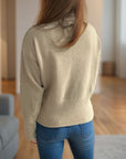 Front Slit Decorative Button Turtleneck Sweater