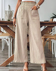 Pocketed Elastic Waist Wide Leg Pants