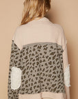 POL Leopard Exposed Seam Button Up Quilted Jacket