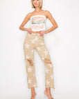 RISEN Full Size High Rise Star Printed Frayed Hem Jeans