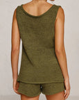 Sienna V-Neck Sleeveless Top and Drawstring Shorts Sweater Set