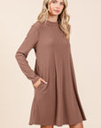 Mittoshop Mock Neck Long Sleeve Dress with Pockets