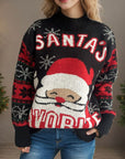 Santa Mock Neck Long Sleeve Sweater