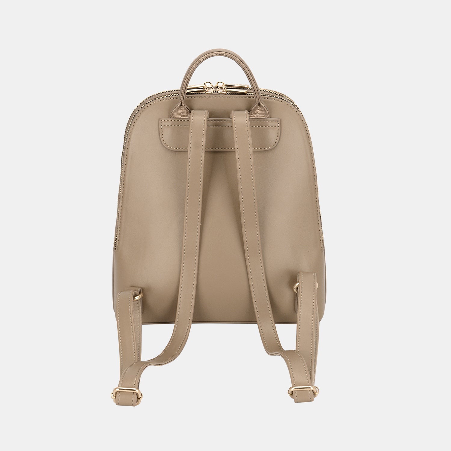 Beige David Jones PU Leather Adjustable Straps Backpack Bag Sentient Beauty Fashions Apaparel & Accessories