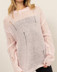 HYFVE Distressed Long Sleeve Knit Top