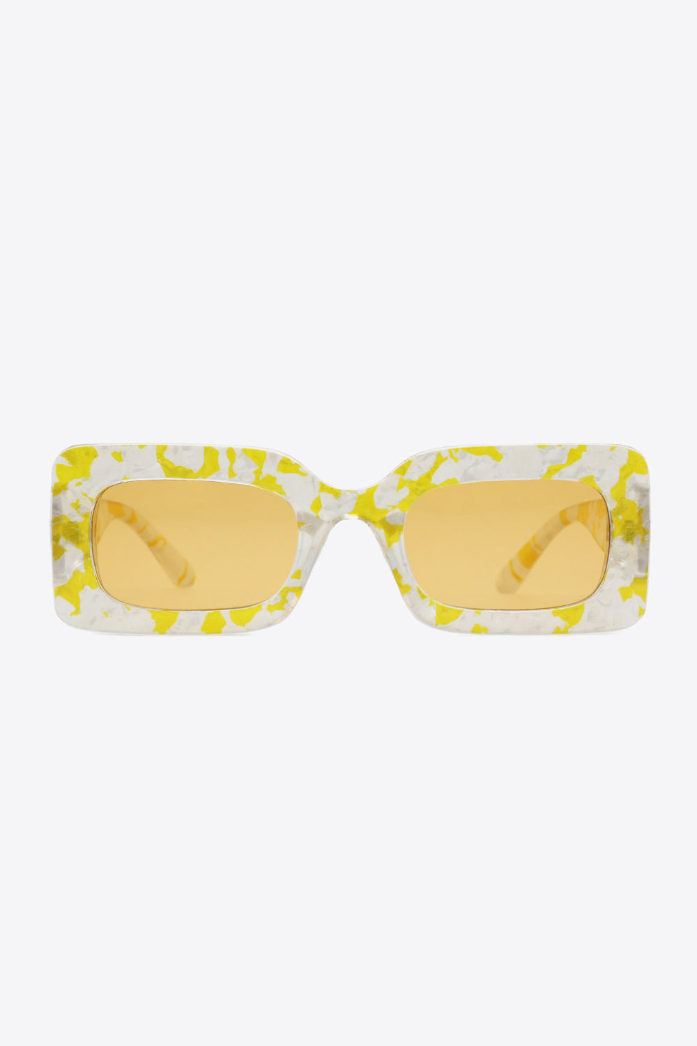 White Smoke Tortoiseshell Rectangle Polycarbonate Sunglasses Sentient Beauty Fashions *Accessories