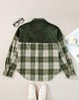 Snap Down Collared Neck Plaid Shacket