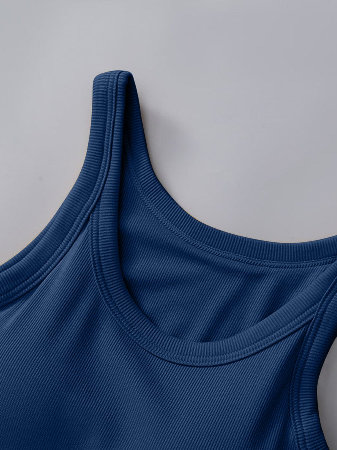 Midnight Blue Round Neck Tank with Bra