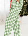 Plaid Collared Neck Long Sleeve Top and Pants Set