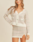 MABLE Plaid Button Down Sweater Cardigan and Mini Skirt Set