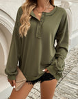 Devine Half Button Long Sleeve Sweatshirt