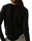 Exposed Seam Notched Long Sleeve T-Shirt