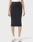 Dark Slate Gray Slit Wrap Active Skirt Sentient Beauty Fashions Apparel & Accessories