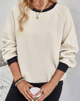 Texture Contrast Long Sleeve Sweatshirt