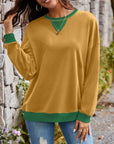 Lovelet Contrast Round Neck Long Sleeve Sweatshirt