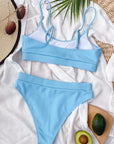 Light Gray Scoop Neck Spaghetti Strap Two-Piece Swim Set