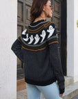 Ribbed Round Neck Long Sleeve Pullover Sweater