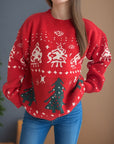 Christmas Element Round Neck Long Sleeve Sweater