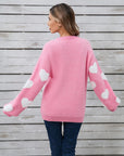 Angel Wings Heart Dropped Shoulder Long Sleeve Sweater