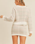 MABLE Plaid Button Down Sweater Cardigan and Mini Skirt Set