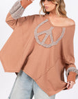 SAGE + FIG Peace Sign Mineral Wash Terry Top