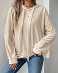 Perfee Drawstring Ruffled Long Sleeve Hoodie