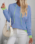 Mandy Striped Long Sleeve Hooded Knit Top