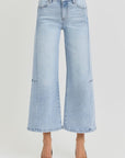 RISEN Full Size High Rise Seamed Detail Wide Leg Crop Jeans