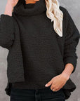 Fuzzy Turtleneck Long Sleeve Sweatshirt