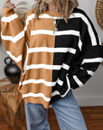 Contrast Striped Long Sleeve Sweatshirt